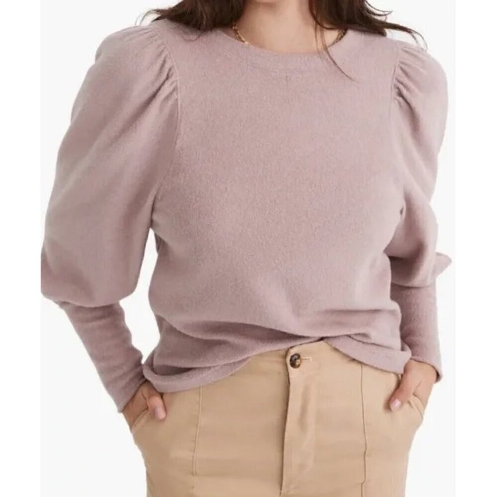 Madewell size XS Pale Thistle Puff Sleeve Brushed Jersey Blouse Top